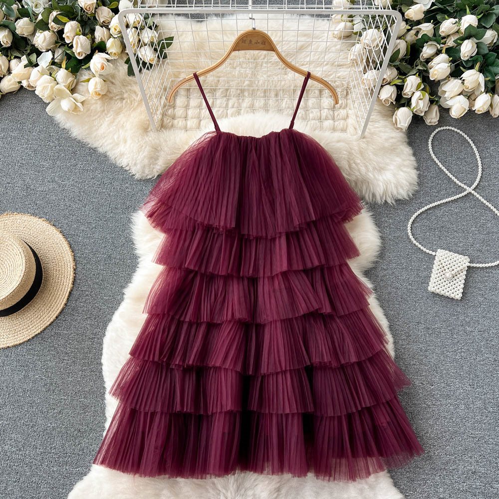 Loose Ruffle Pressed Pleated Maxi Dress
