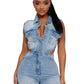 Slim Elastic Wash Denim Jumpsuit Straight Loose Jumpsuit