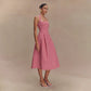 Spring New Sleeveless Backless Halter Square Collar Sling Dress