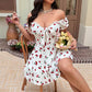 Lady's Puff Sleeve Large Skirt Dress