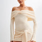 Knitted Off-shoulder Irregular Lace-up Dress Sweater