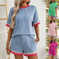 Women's Casual Versatile New Color Contrast Patchwork T-shirt Knitted Shorts
