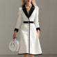 Women's French-style Elegant Contrast Color High Waist 34 Sleeve Dress