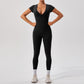 European And American Nude Feel Short Sleeve Yoga Jumpsuit