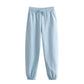 Vêtements d'automne pour femmes, couleur unie, pull court basique, pantalon de jogging à lacets et bande à la cheville
