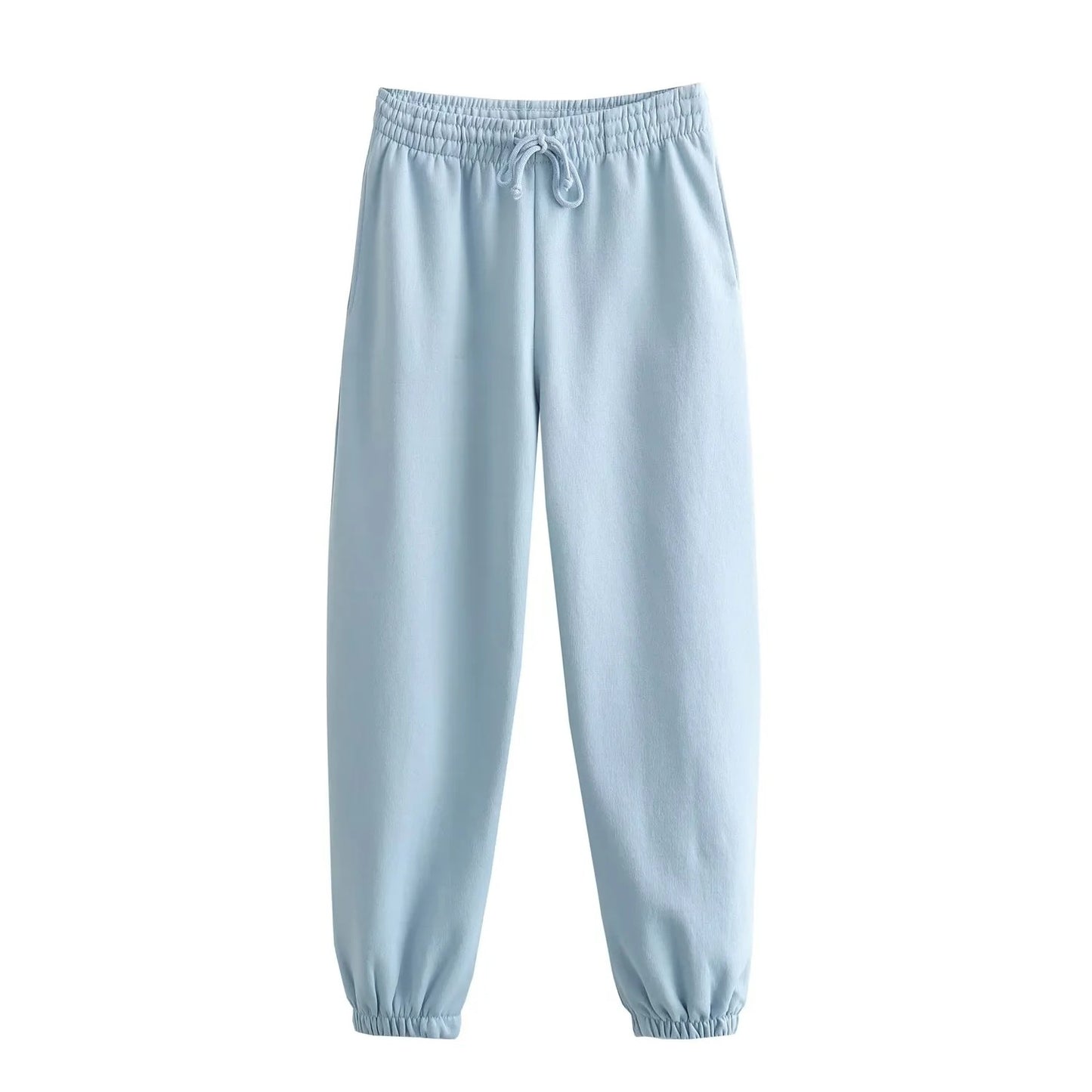 Vêtements d'automne pour femmes, couleur unie, pull court basique, pantalon de jogging à lacets et bande à la cheville