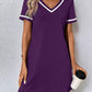 Women's Dress Black V-neck Casual Short Sleeve Dress
