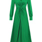 Robe plissée à col en V et fente sur la poitrine