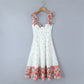 Romantic White Flowers Colorblock Mid-length Sundress