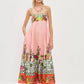 High-waisted Cotton-linen Printed Camisole Casual Fashionable Dress