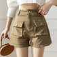 Short en jean décontracté taille haute extensible style américain