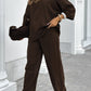 Round Neck Cotton And Linen Top Casual Lace Up Loose Pants Suit