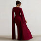 Robe unie à col carré et manches longues avec fente haute