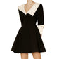 Nouvelle robe slim de luxe légère à col en V et contraste de couleurs noir et blanc
