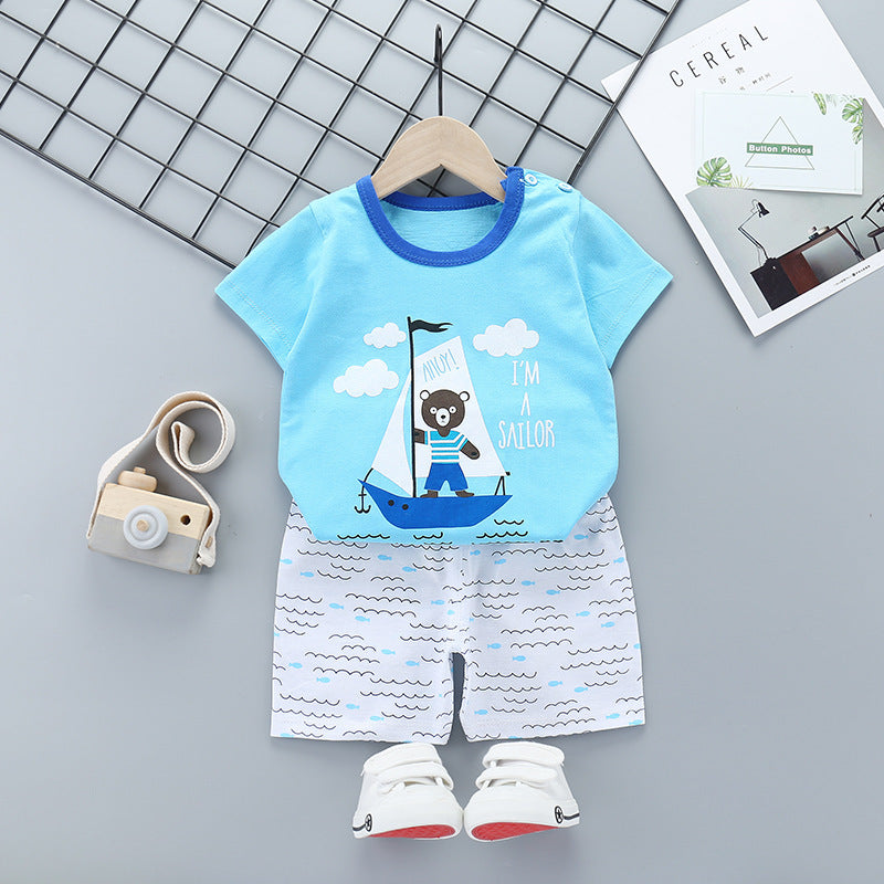 Ensemble d'été à manches courtes pour enfants en pur coton