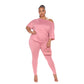 Costume deux pièces ample décontracté dos nu torsadé couleur unie