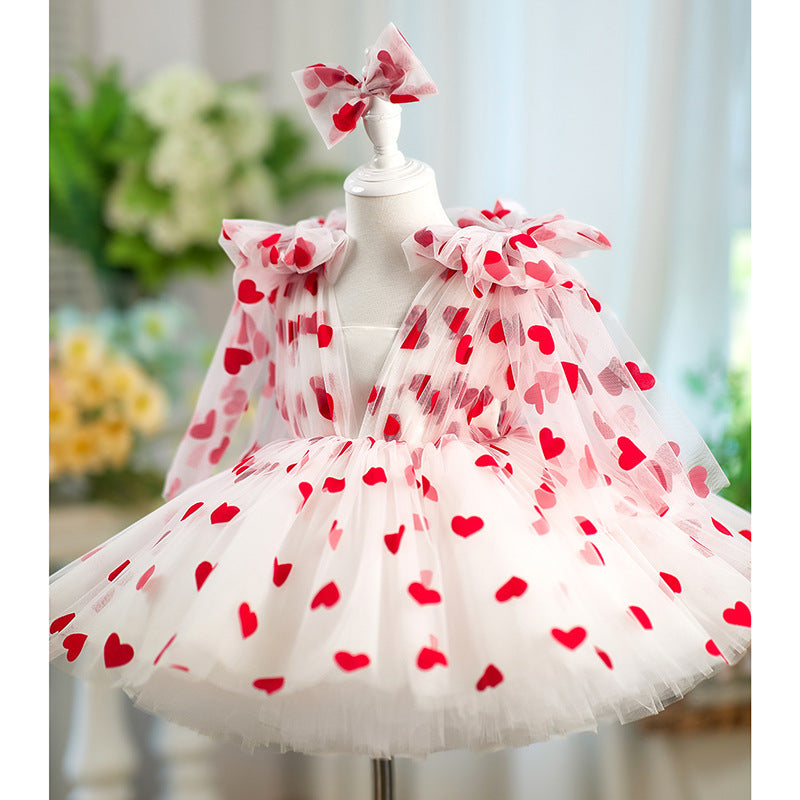 Children Red Love Princess Dress Gown
