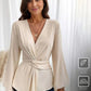 Women's V-neck Spring And Summer Long Sleeves Solid Color Loose Top