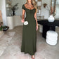 Elegant Pure Color Tied Pleating Puff Sleeve French Dress
