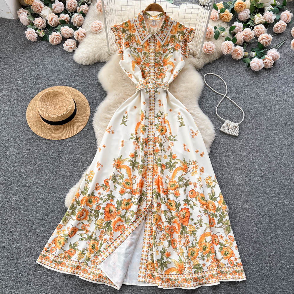 Women's Short-sleeved Chiffon Printed Dress