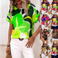 Summer New Fashion Printed Multi-color Round Neck Women's Short Sleeve