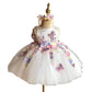 White Girl Flower Design Stage Show Performance Costume