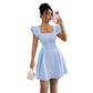 Sweet And Fresh High-Neck Pullover Jacquard Waist-Cinching Dress