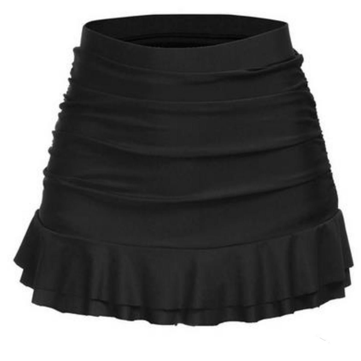 Jupe de bain plissée taille haute antireflet à double ourlet