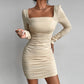 Women's Slim-fit Pleated Hip Skirt Solid Color Fashion Tight Backless Dress