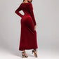 Women's Clothing Slit Formal Dress Pleuche Dress