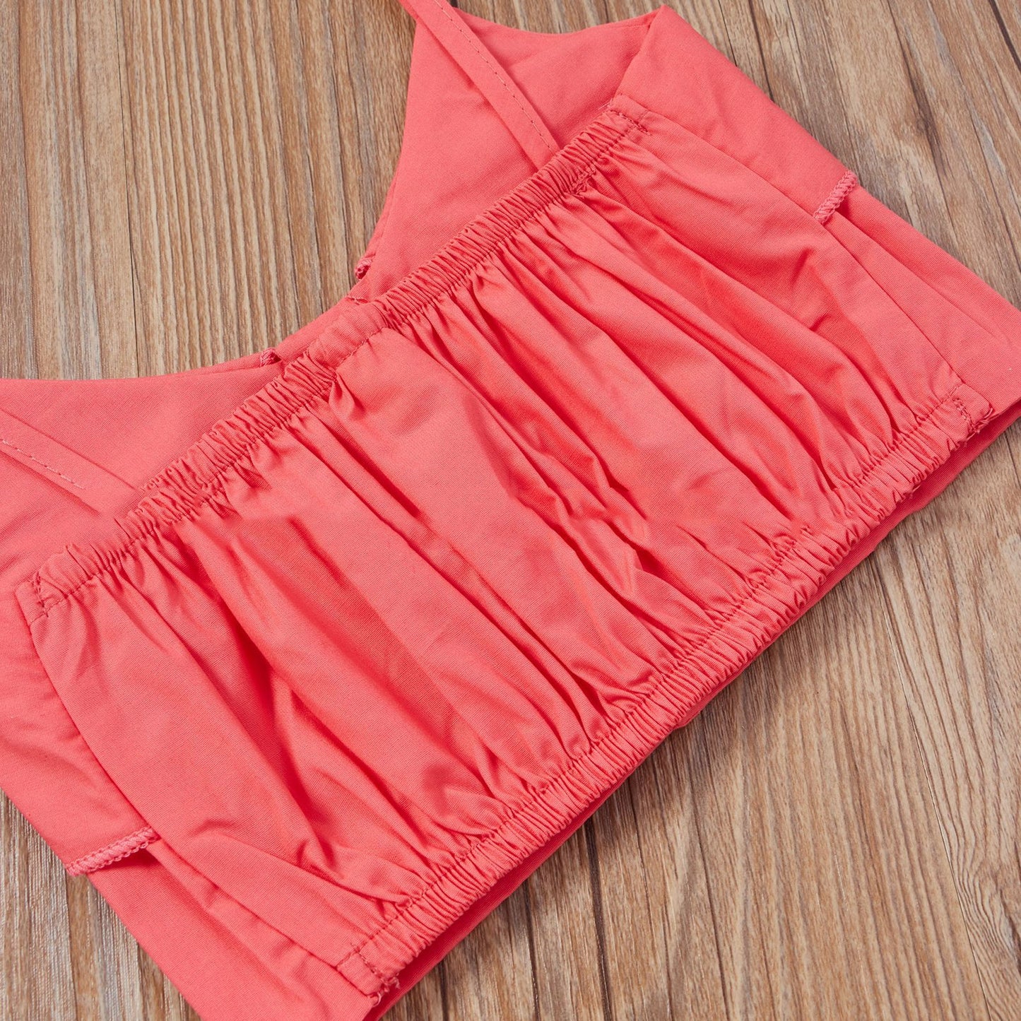 Spring And Summer Little Girl Sweet Rose Red Suspender Top