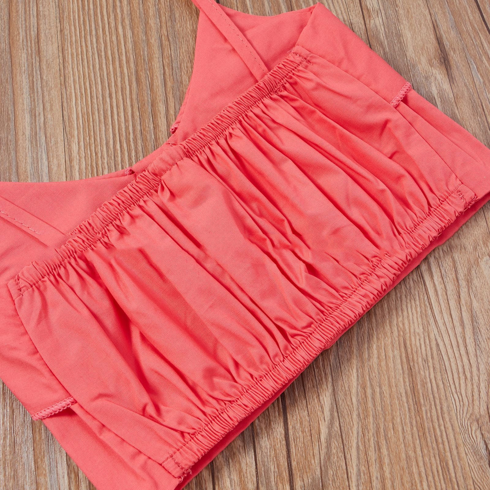 Spring And Summer Little Girl Sweet Rose Red Suspender Top