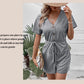 Women's Solid Color Casual White Belt Jumpsuit