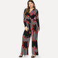Women's printed trousers lace up jumpsuit