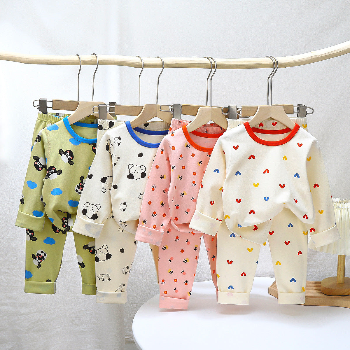 Ensemble de pyjama en coton pour enfants, sous-vêtements pour bébés, vêtements d'intérieur pour garçons, caleçons longs pour filles, haut et bas