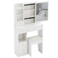 29.2 Small Space Left Drawer Desktop Vanity Table  Cushioned Stool, Extra Large Right Sliding Mirror, Multi Layer High Capacity Storage, Practical Fashionable Dresser, Suitable For Small Space