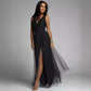 Robe de soirée sexy sans manches à col en V pour femme
