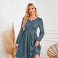 Robe trapèze à manches longues et col rond avec poche