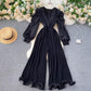 Retro Fairy One-piece V-neck Puff Sleeve Waist Waist