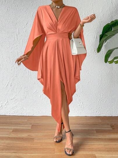 Women's Cloak Pleated Wave Dress