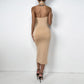 Drawstring halter halter pleated dress