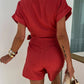 Spring And Summer New Lace-up Turn-down Collar Jumpsuit INS Casual Loose Vacation Jumpsuit