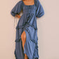 U Collar Ruffled Lace Patchwork Slit Dress