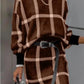 Large Plaid Pullover Long Sleeve Woolen Skirt Suit Two-piece Set
