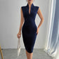 Women's Fashion Solid Color Pleated Slim Dress
