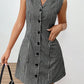 French Style Retro Plaid Sleeveless Women's Lapel Dress