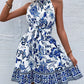Fashion Floral Halter Waist Ladies Dress