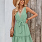 V-neck Sleeveless Lace Waist Dress