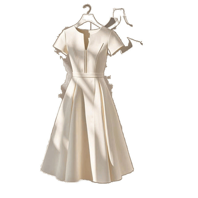 Women's French-style High-grade Round Neck Short-sleeved Dress