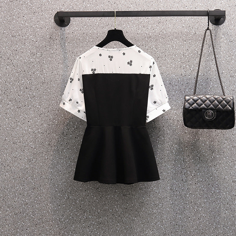 Splicing Plus Size Women's Fashion Simple Fake Two Pieces